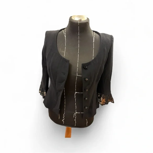 Escada Black Blazer with Lace Accents - Picture 1 of 5